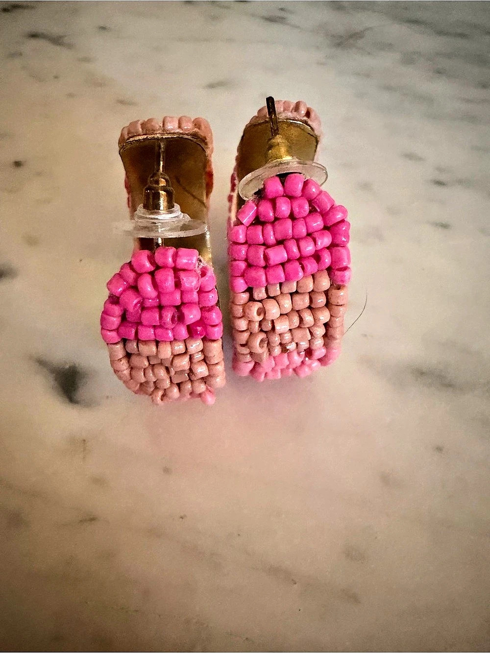 Beaded Color Block Earrings in Pink Like New